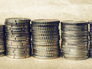 Image showing Vintage Euro coins pile