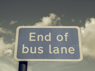 Image showing Vintage looking End of bus lane