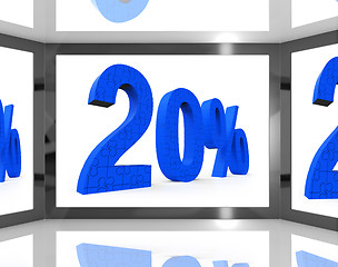 Image showing 20 On Screen Showing Twenty Percent Off And Price Deals