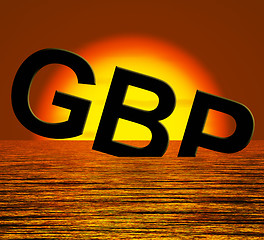 Image showing Gbp Word Sinking And Sunset Showing Depression Recession And Eco