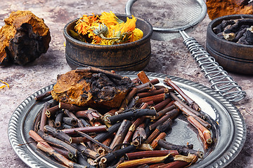 Image showing Healing gathering roots and herb