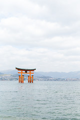 Image showing Itsukushima Shrine with sunshine