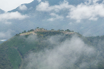 Image showing Japanese Takeda Castle and sea of cloud