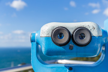 Image showing Coin operated binoculars at seaside