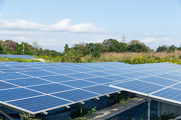 Image showing Solar energy panel with blue sky