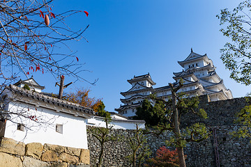 Image showing Traditional Himeji castle with blue sky