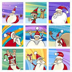 Image showing Christmas Santa cards cartoon set