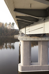 Image showing concrete bridge across the river