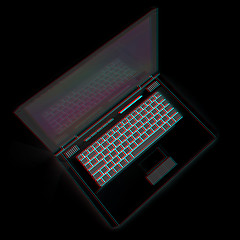 Image showing Laptop computer. 3d render. Anaglyph. View with red/cyan glasses