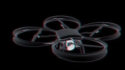 Image showing Drone, quadrocopter, with photo camera flying. 3d render. Anagly