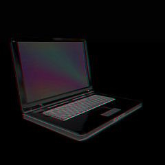 Image showing Laptop computer. 3d render. Anaglyph. View with red/cyan glasses