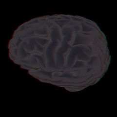 Image showing 3D illustration of human brain. Anaglyph. View with red/cyan gla