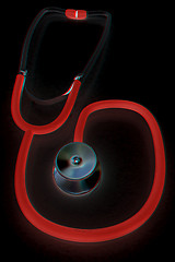 Image showing stethoscope. 3d illustration. Anaglyph. View with red/cyan glass