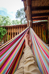 Image showing Relaxing in hammock