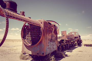 Image showing Train cemetery in Uyuni, Bolivia