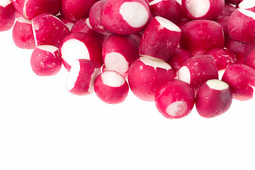 Image showing Radish scattered over white background isolated