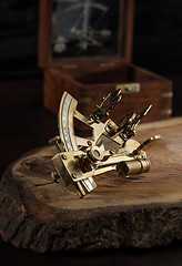 Image showing vintage still life with sextant