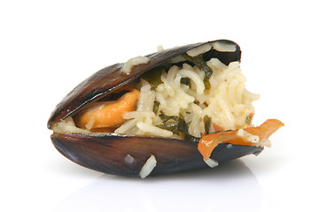 Image showing mussel with rice closeup