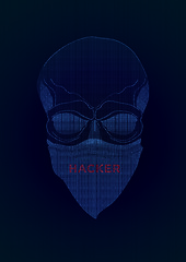 Image showing The secret agent, hacker. Mysterious man with the mask on dark background. Secret agent. Incognito. undercover.