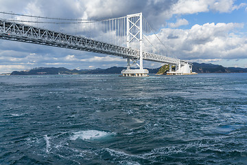 Image showing Onaruto Bridge and Whirlpool with blue sky