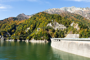 Image showing Kurobe dam and water pond