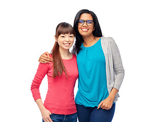 Image showing two happy smiling women or international friends