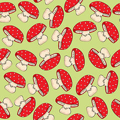 Image showing seamless pattern with red mushrooms