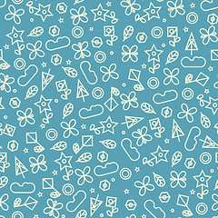 Image showing Doodle style seamless pattern with flowers and other nature elem