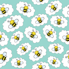 Image showing doodle seamless pattern with bees