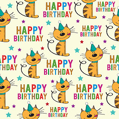 Image showing birthday seamless pattern with cats