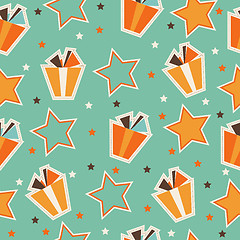 Image showing retro seamless pattern with gift boxes