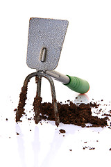 Image showing weeder hoe and earth