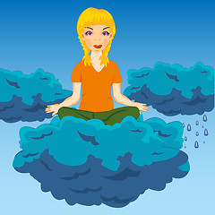 Image showing Girl on cloud
