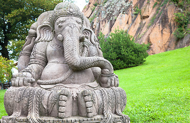 Image showing Ganesha statue in a beautiful mountain garden