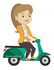 Image showing Woman riding scooter vector illustration.