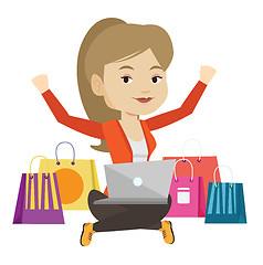 Image showing Woman shopping online vector illustration.