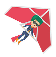 Image showing Woman flying on hang-glider vector illustration.