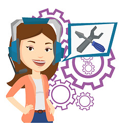 Image showing Technical support operator vector illustration.