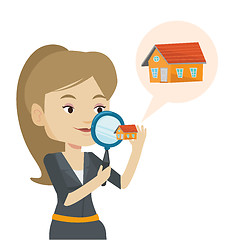 Image showing Woman looking for house vector illustration.