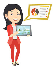 Image showing Businesswoman presenting report on tablet computer