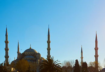 Image showing View of the Blue Mosque, Sultanahmet Camii, in Istanbul, Turkey