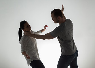 Image showing couple having fight and man choking woman