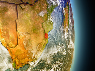 Image showing Swaziland in red from space