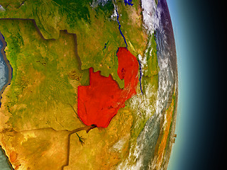 Image showing Zambia in red from space