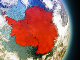 Image showing Antarctica in red from space