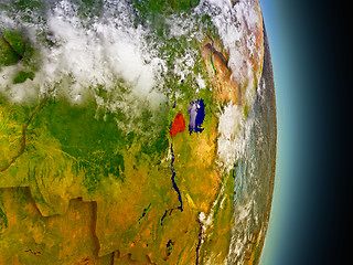 Image showing Rwanda in red from space