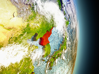 Image showing North Korea in red from space