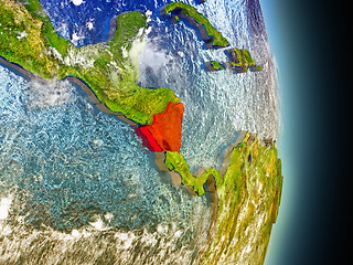 Image showing Nicaragua in red from space