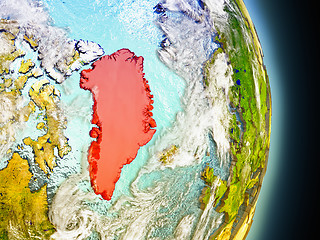 Image showing Greenland in red from space