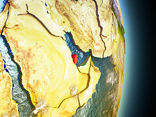 Image showing Qatar in red from space